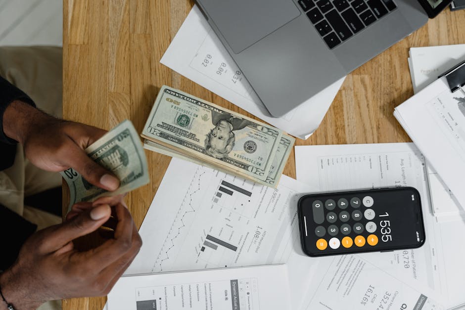 Illustration of Investment &amp; Crypto Scams — personal finance documents on a desk